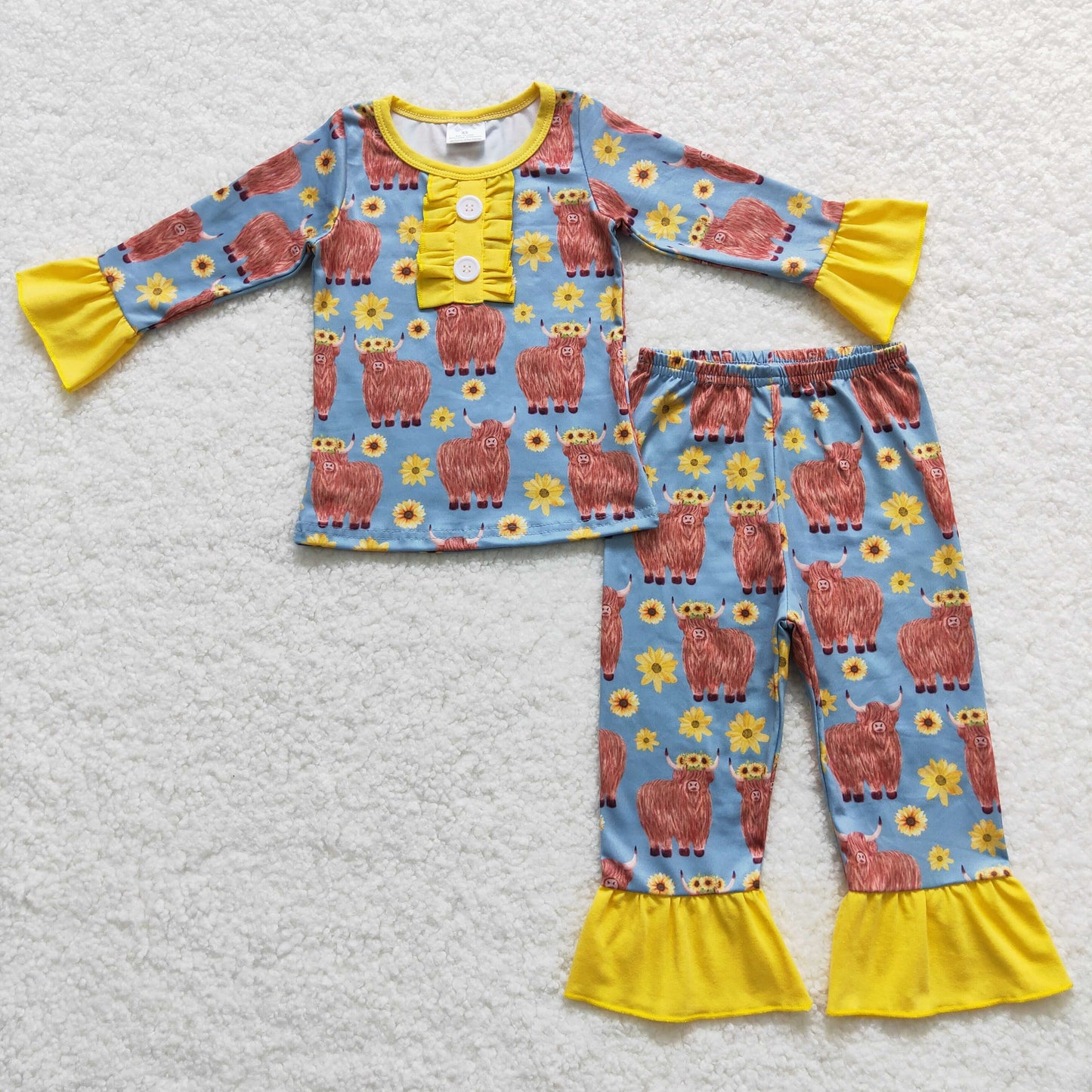 Girls Cow sunflowers Pajamas