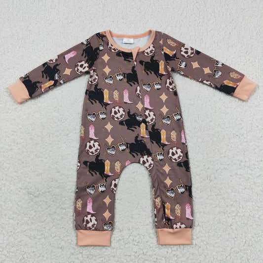 Baby Cowboy Zipper Rompers Sleeper Milk silk