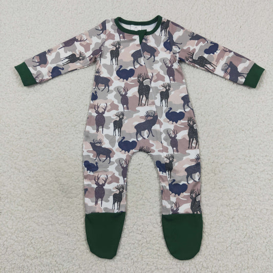 Baby Deer Zipper Rompers Sleeper Milk silk