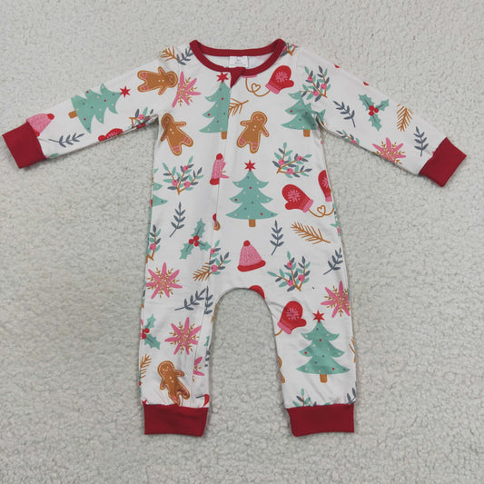 Baby Christmas Zipper Rompers Sleeper Milk silk