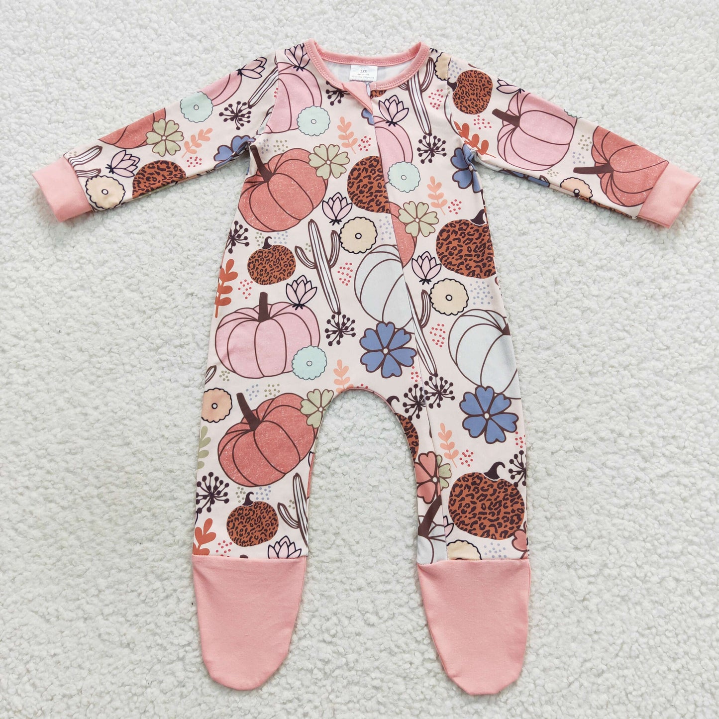 Baby Pumpkin Zipper Rompers Sleeper Milk silk