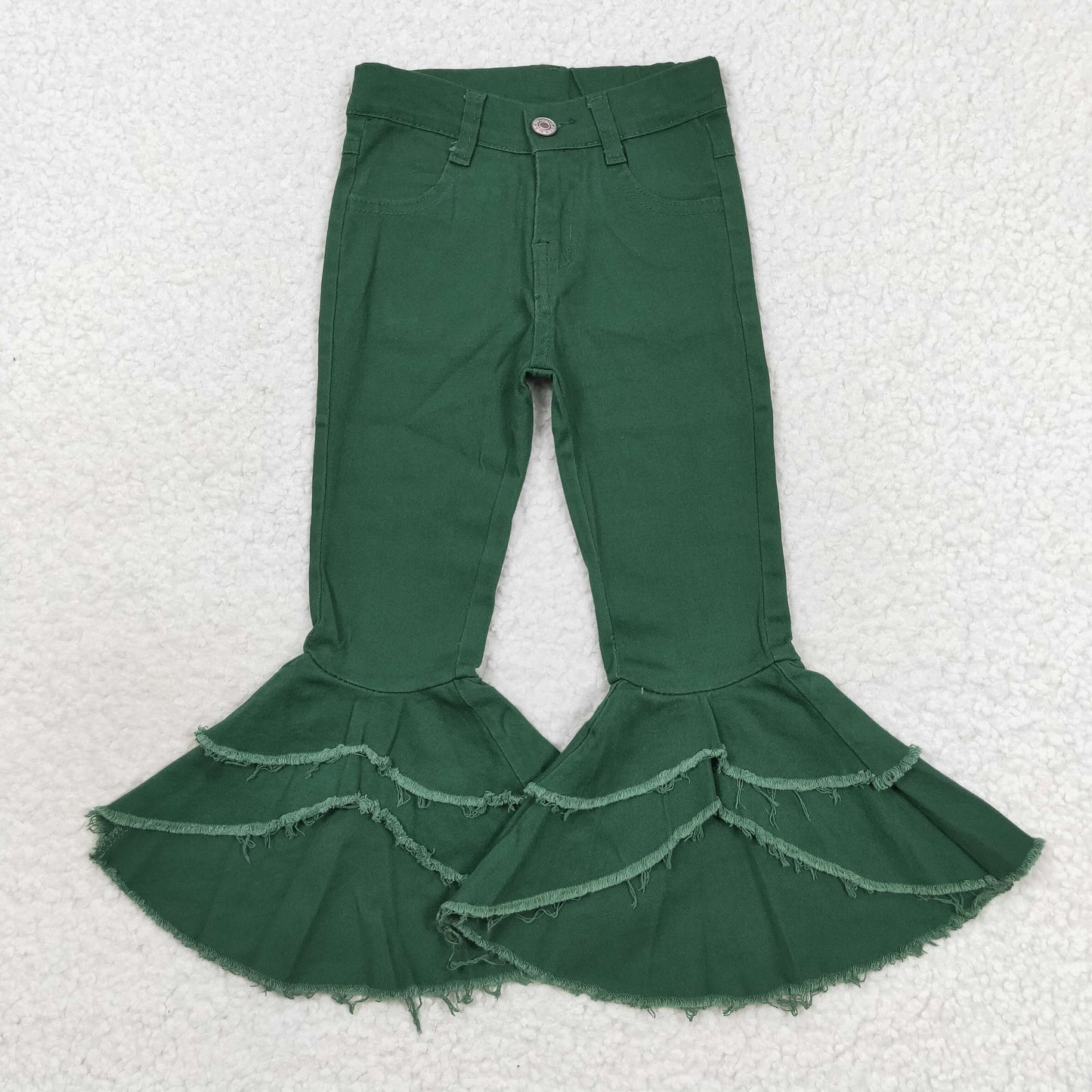 Girls Green Bell Bottom Jeans