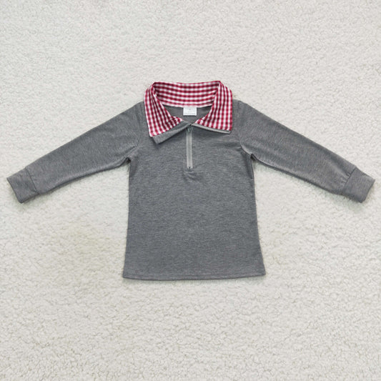 Boys Gray Red Pullover