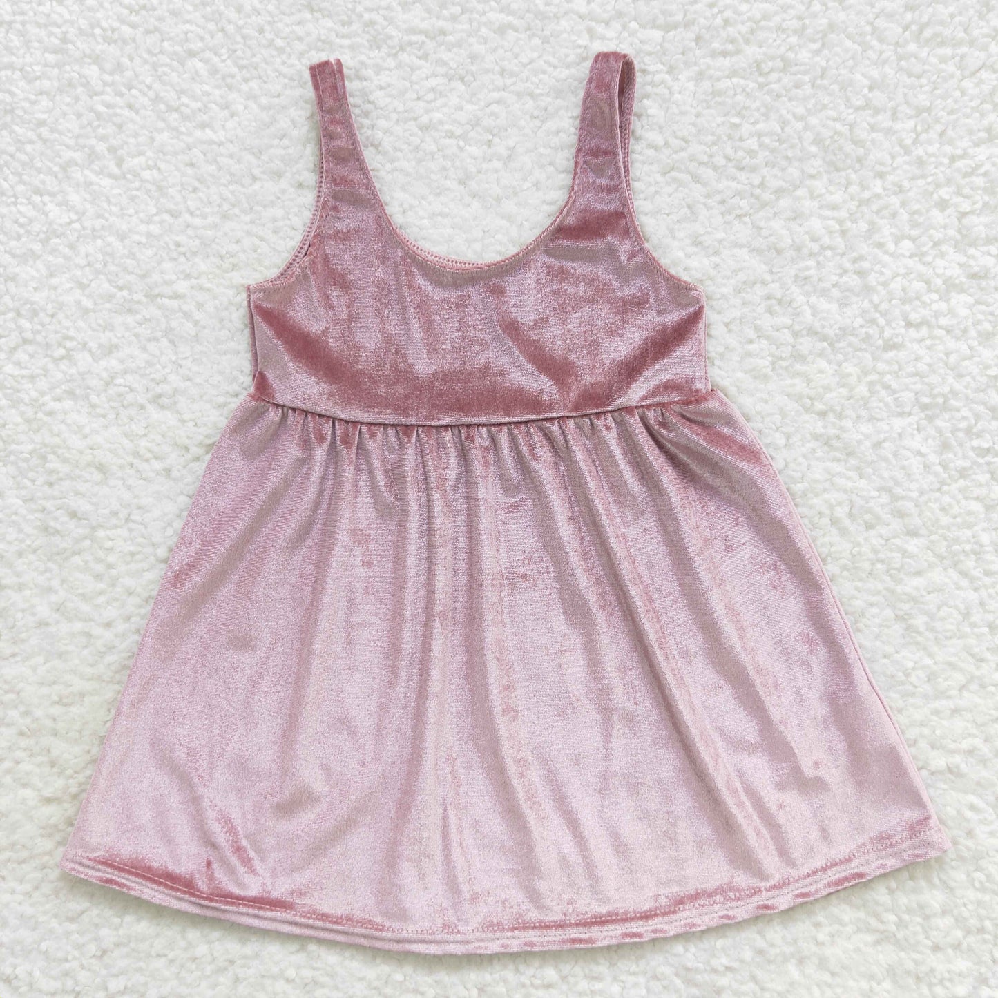 Girls Pink Velvet Dress Sleeveless