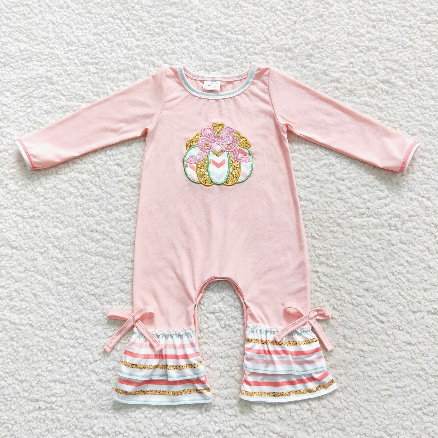 Baby Pumpkin Pink Rompers Embroidery