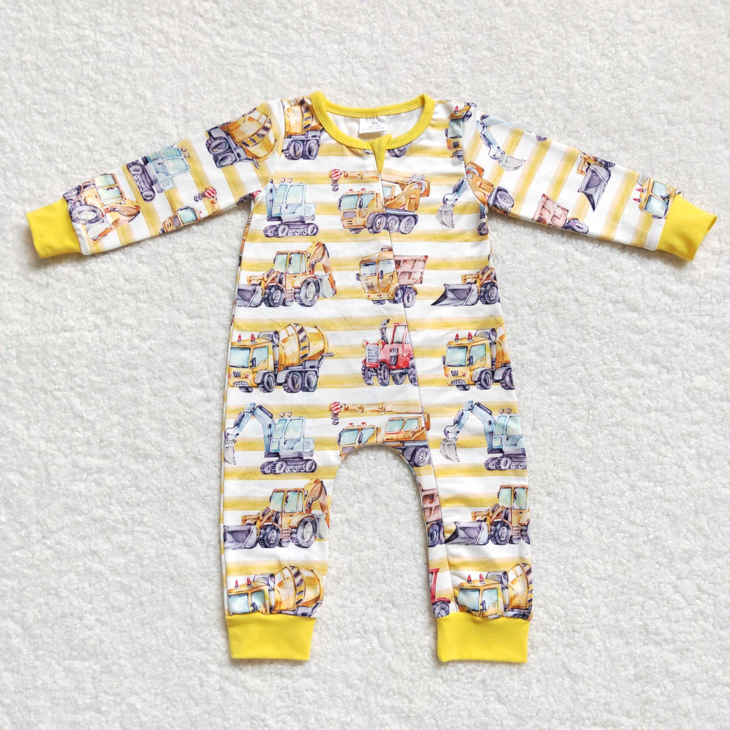 Baby Truck Zipper Rompers Sleeper Milk silk