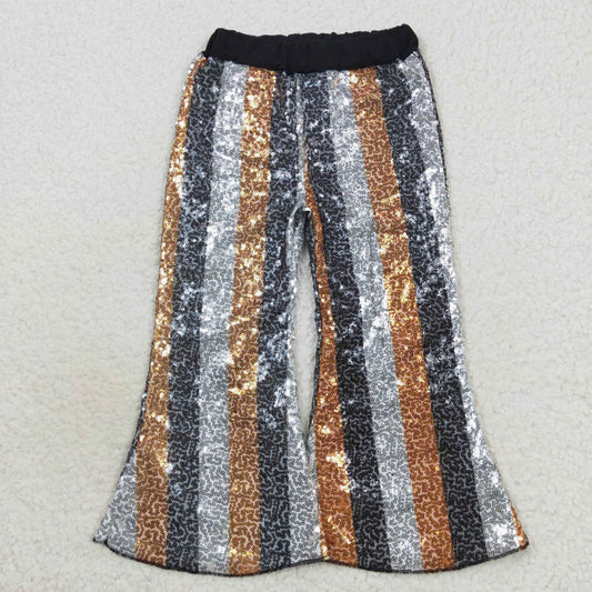 Girls Sequined Stripe Bell Bottom Pants