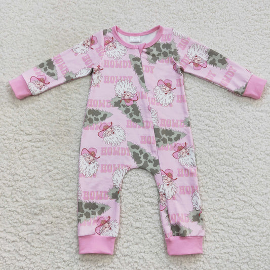 Baby Howdy Santa Zipper Rompers Sleeper Milk silk