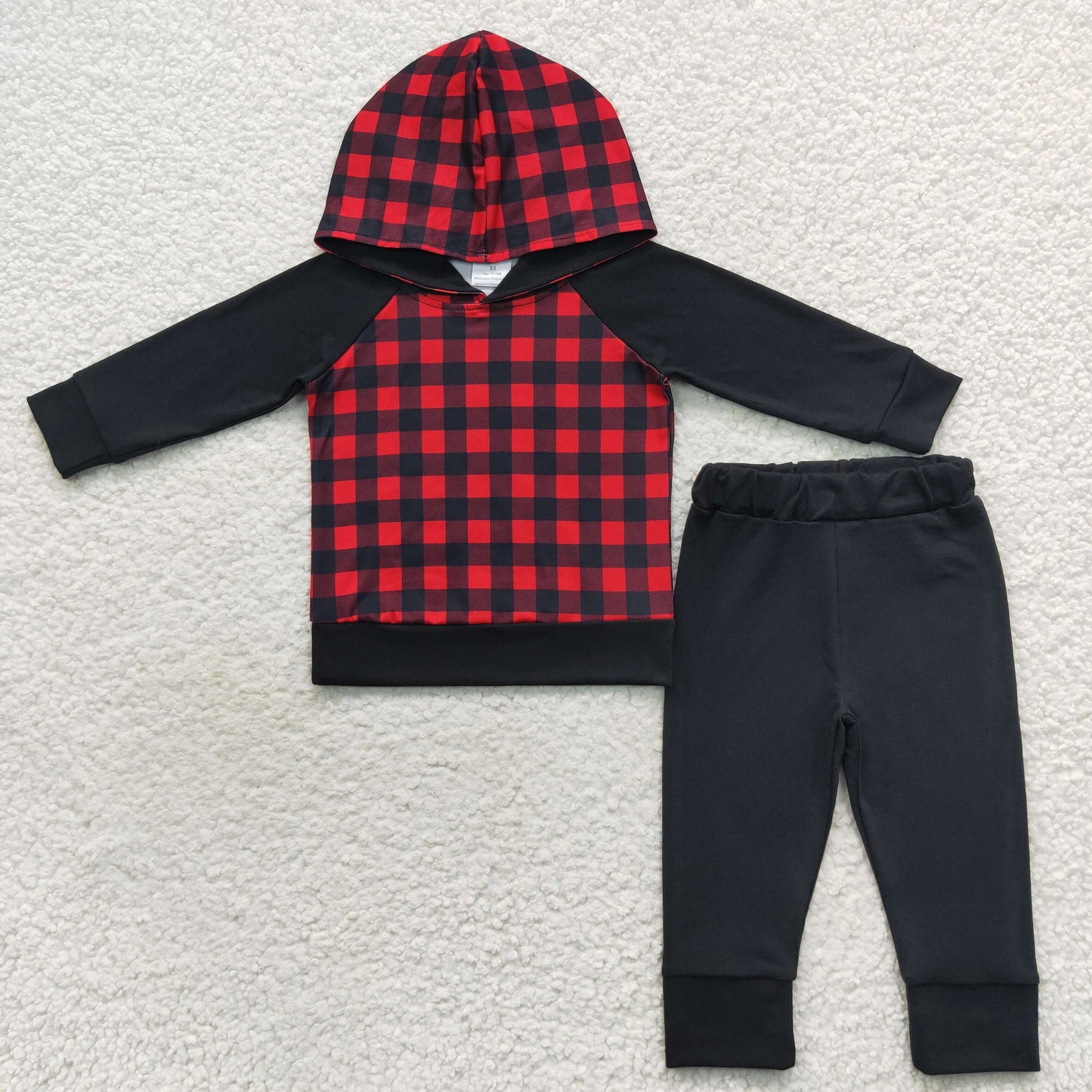 Boys Red Black Checked Hoodies