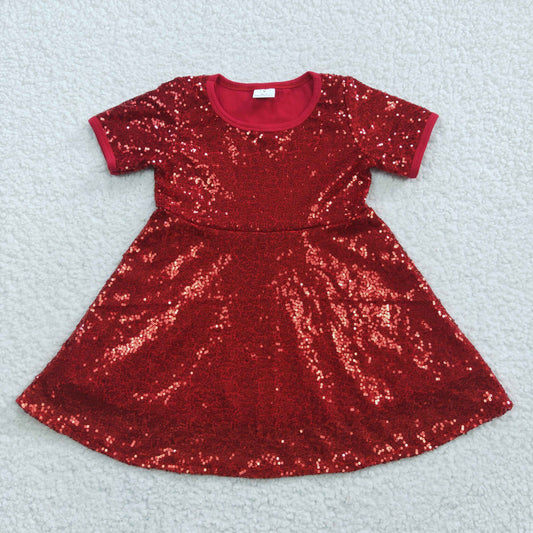 Girls Red Sequin Dress