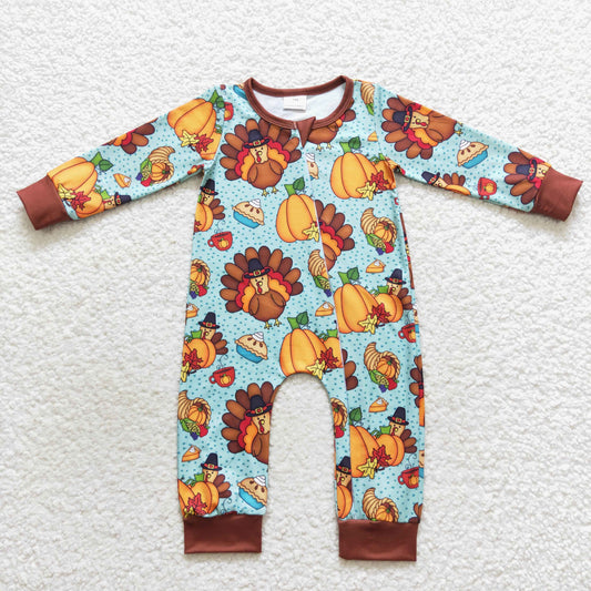 Baby Turkey Zipper Rompers Sleeper Milk silk