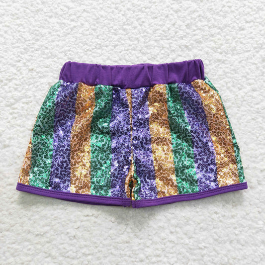 Girls Stripe Sequin Shorts