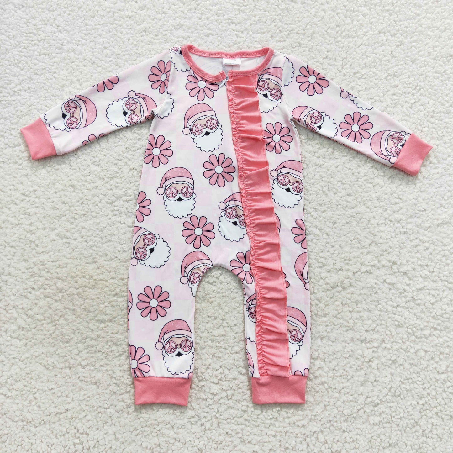 Baby Santa Zipper Rompers Sleeper Milk silk