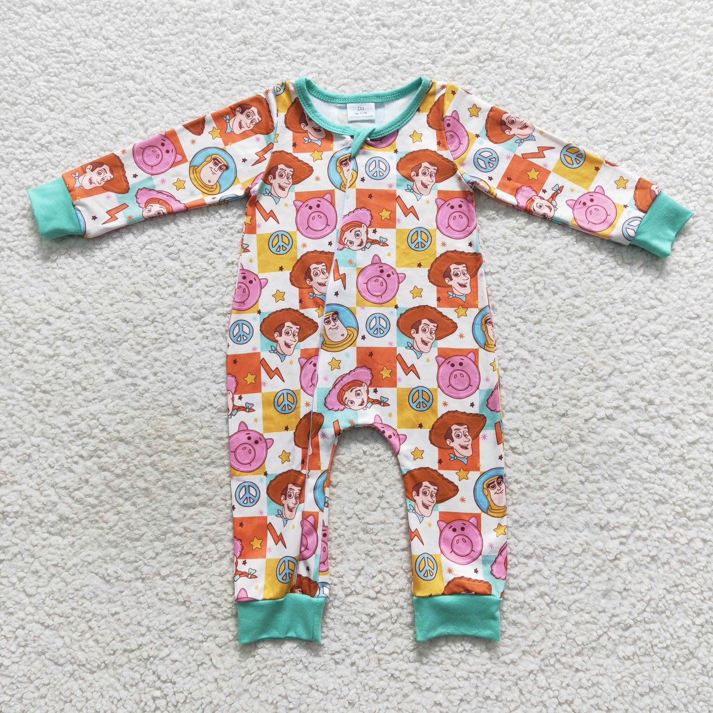 Baby Cartoon Zipper Rompers Sleeper Milk silk