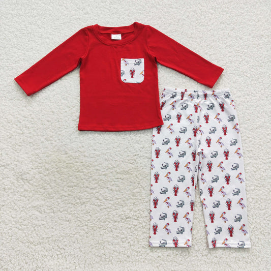 Boys Christmas Red Crawfish Outfits