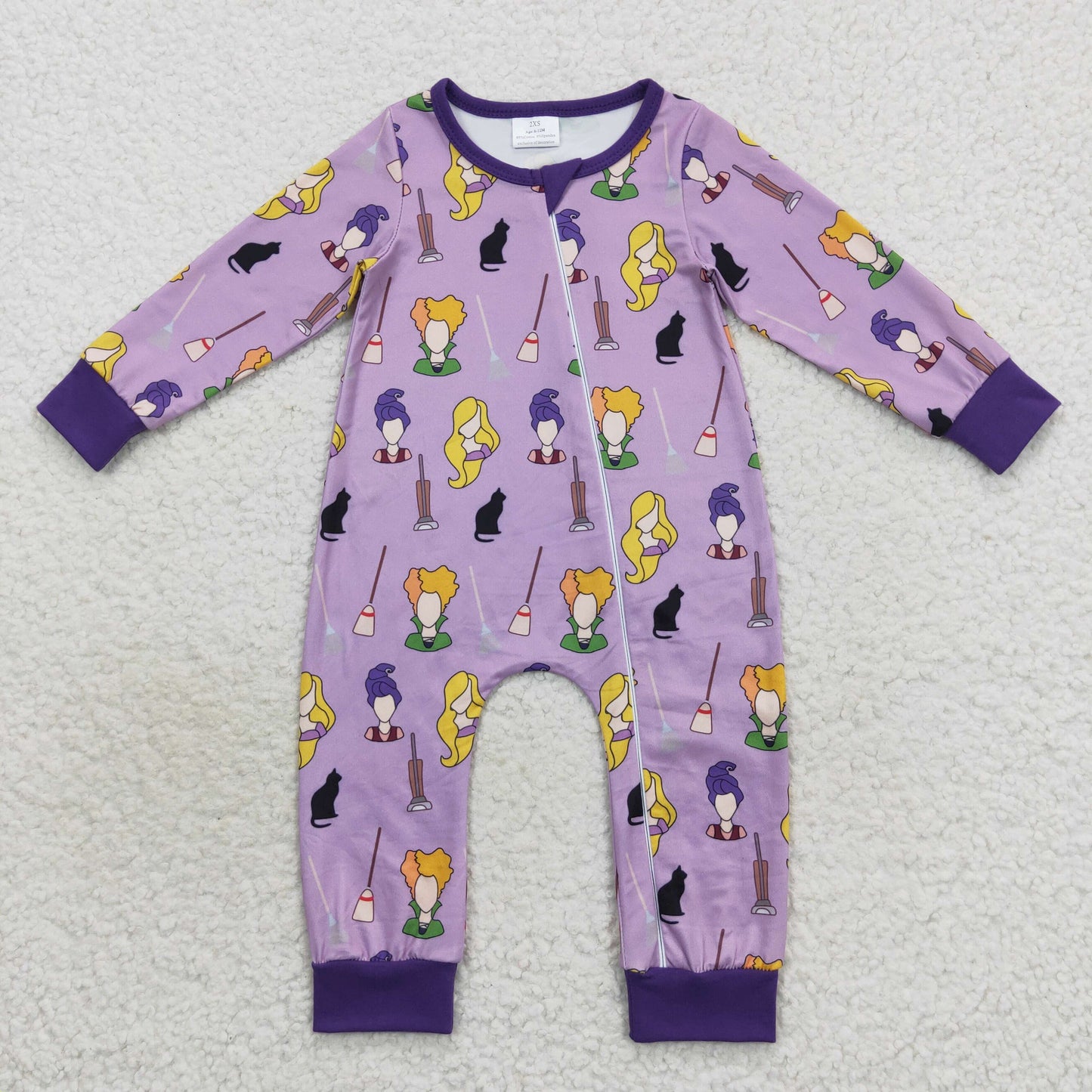 Baby Witches Zipper Rompers Sleeper Milk silk