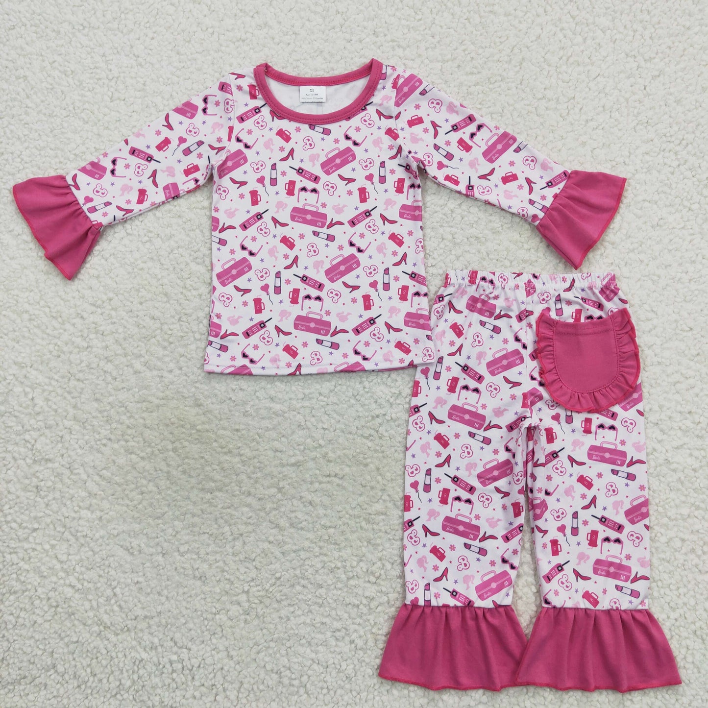 Girls Pink Barbie Pajamas