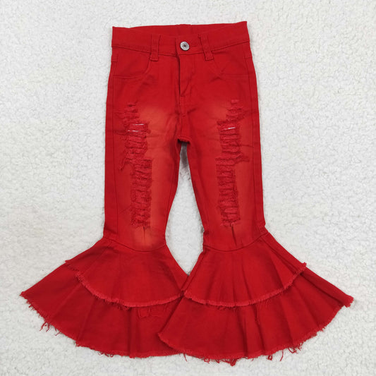 Girls Red Bell Bottom Jeans