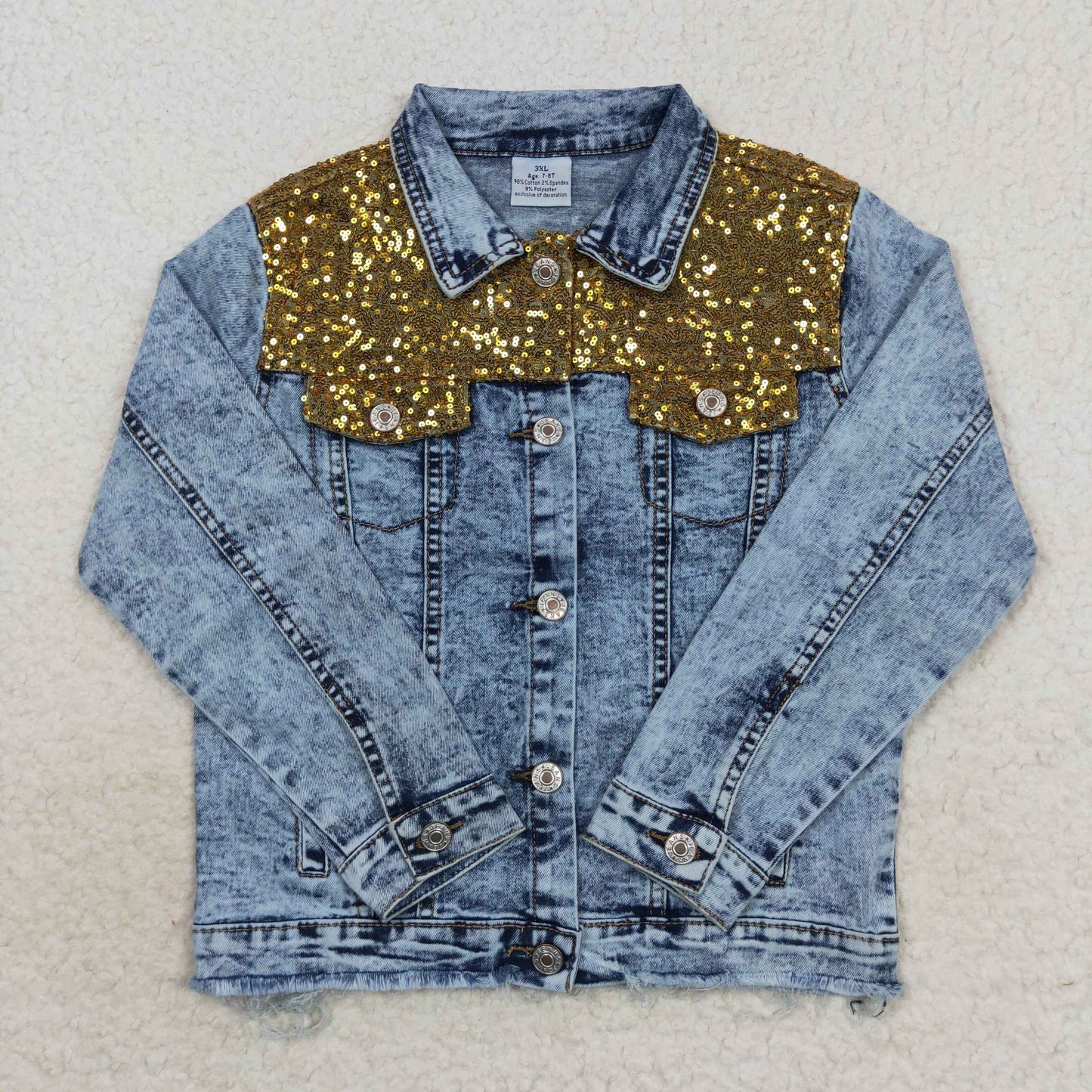 Girls Blue Denim Jacket Sequined