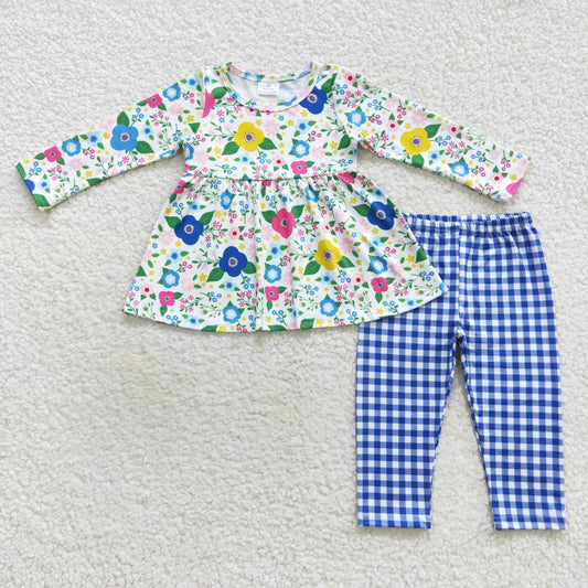 Girls Floral Blue Outfits