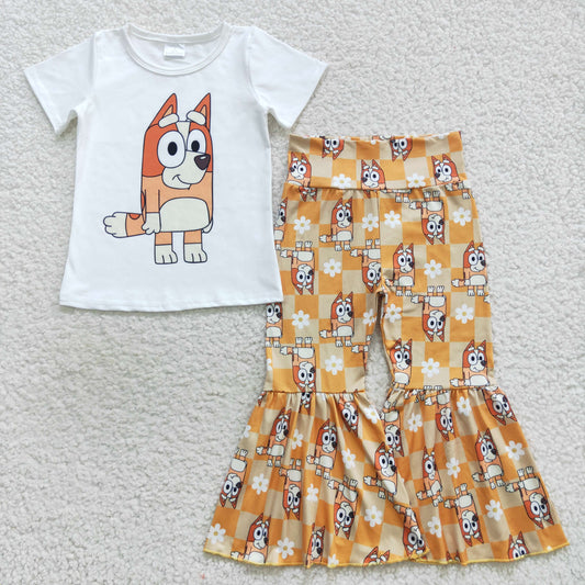 Girls Orange Cartoon Dog Outfits