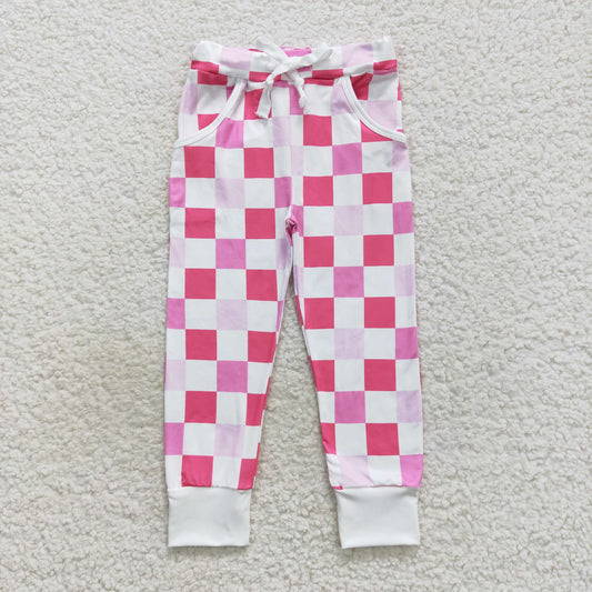 Girls Pink Checked Pants