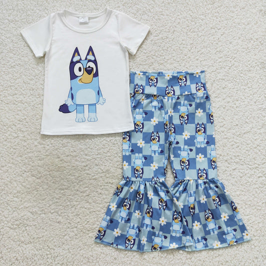 Girls Blue Cartoon Dog Outfits