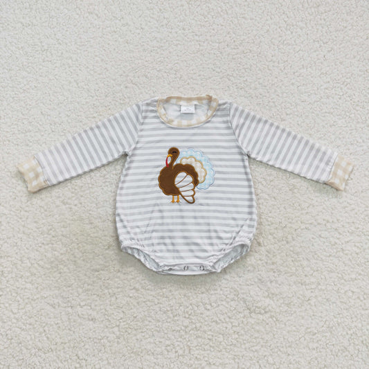 Baby Turkey Stripe Rompers Embroidery