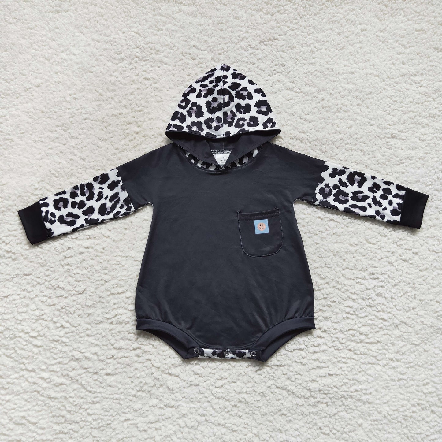 Boys Black Hooded Rompers