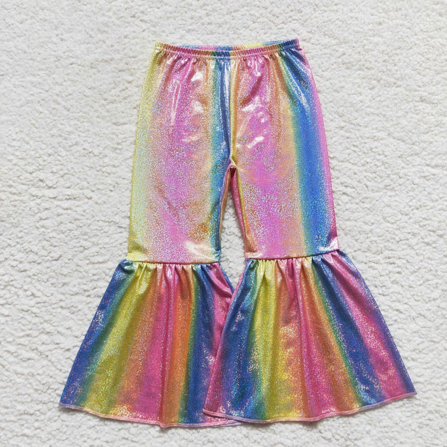 Girls Bell Bottom Pants Colorful Satin