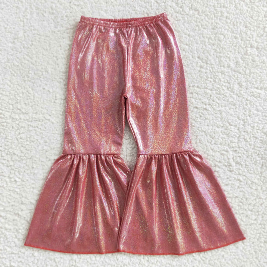 Girls Bell Bottom Pants Red Satin