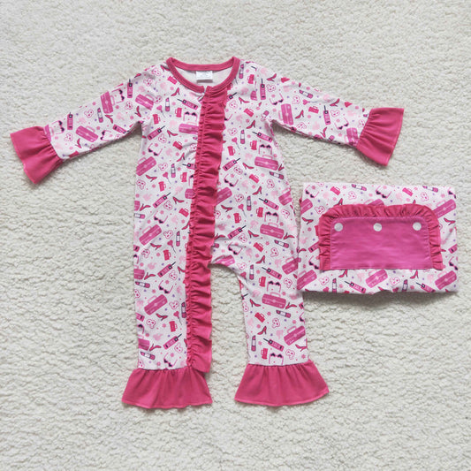 Baby Barbie Zipper Rompers Sleeper Milk silk