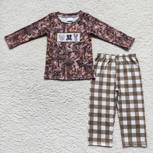 Boys Camo Hunting Outfits Embroidery