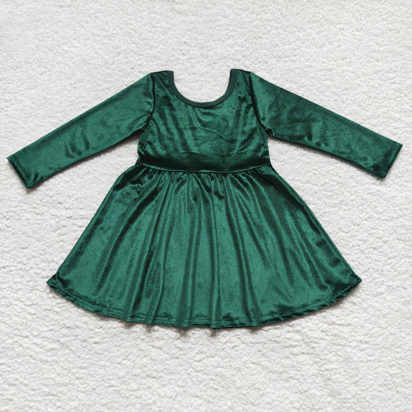 Girls Velvet Green Dress