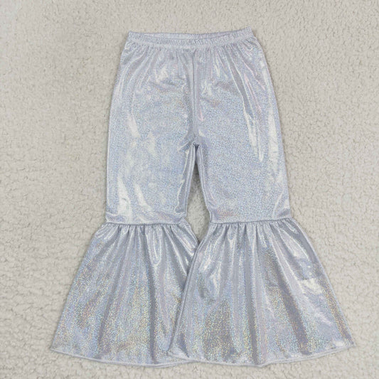 Girls Bell Bottom Pants White Satin