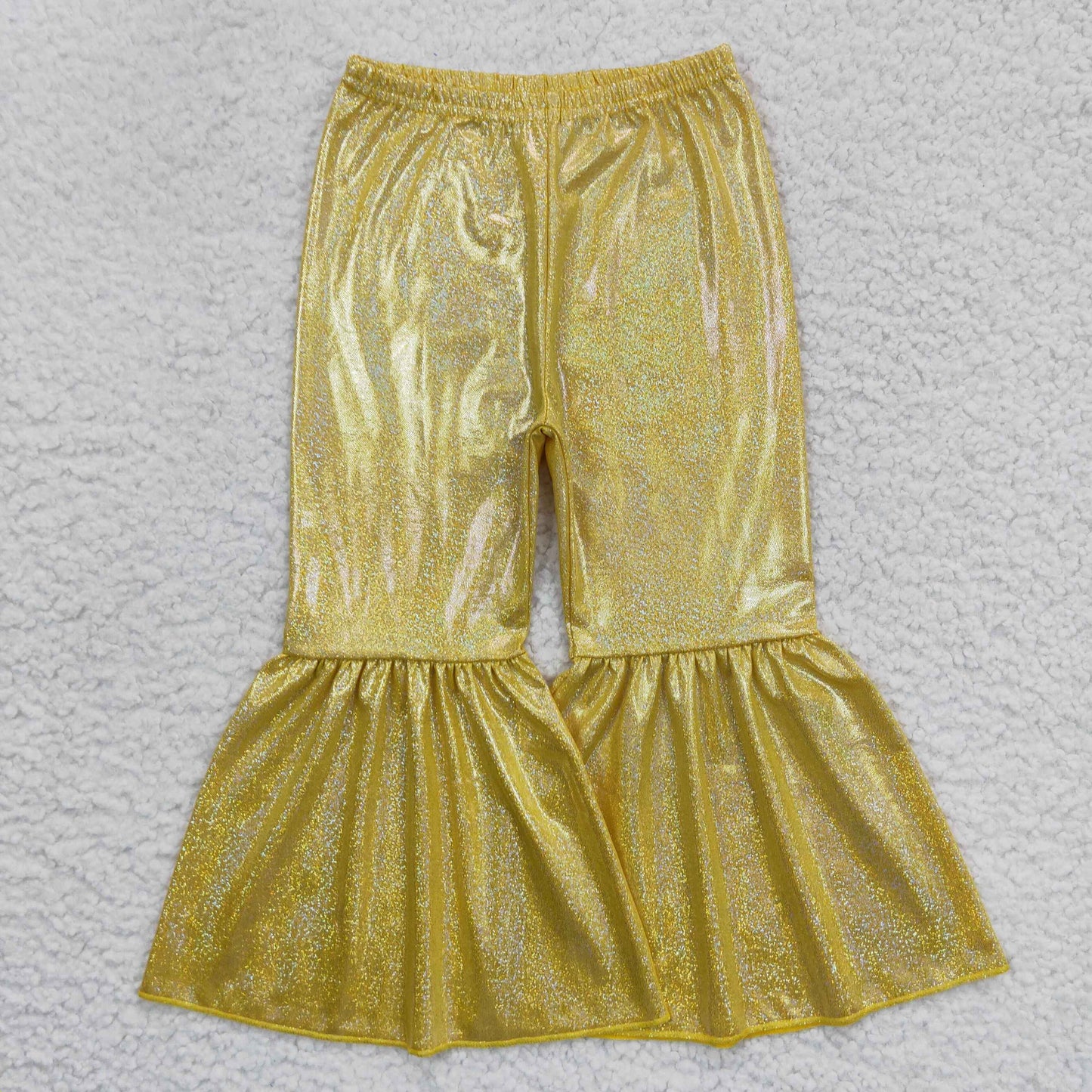 Girls Bell Bottom Pants Golden Satin