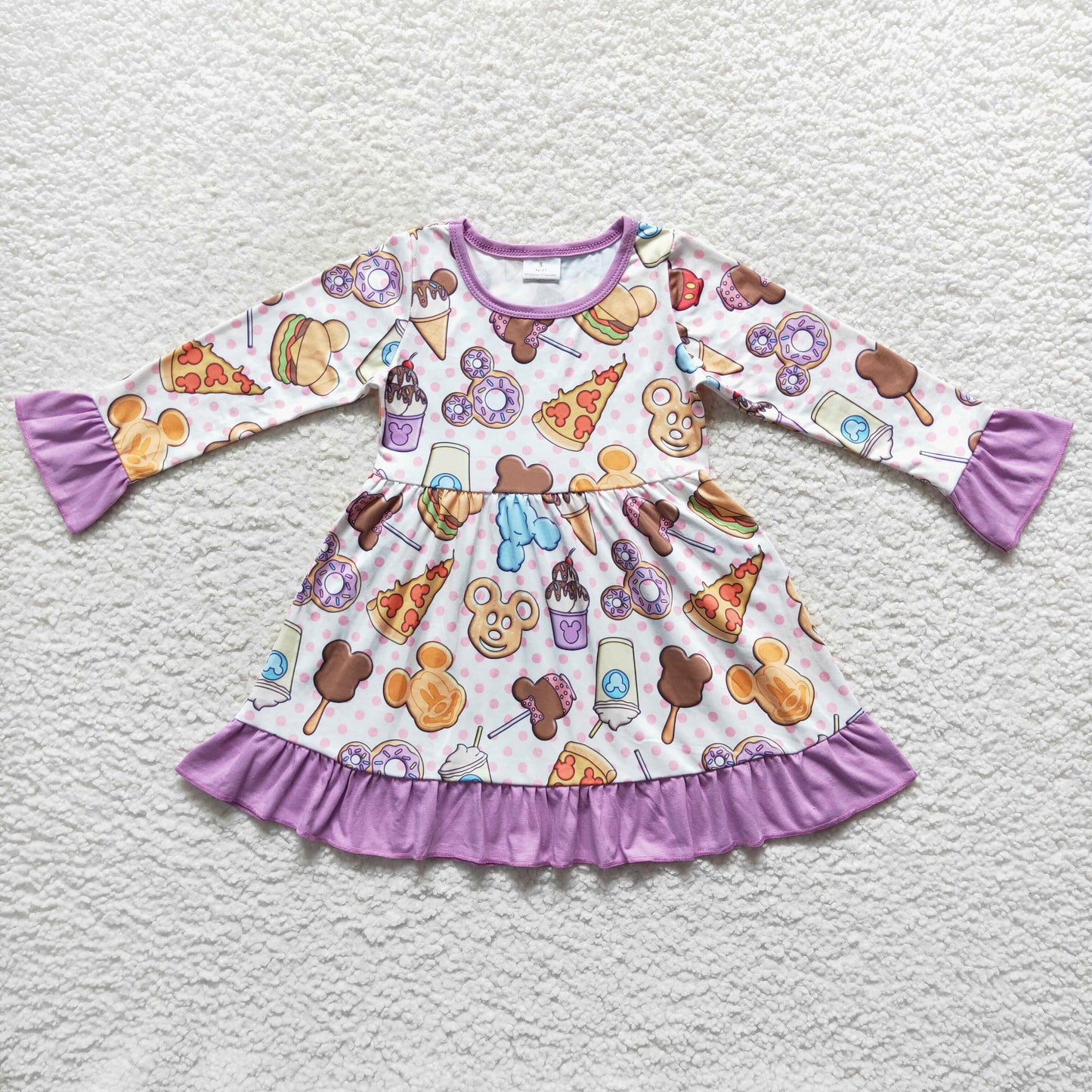 Girls Cartoon Snacks Dress