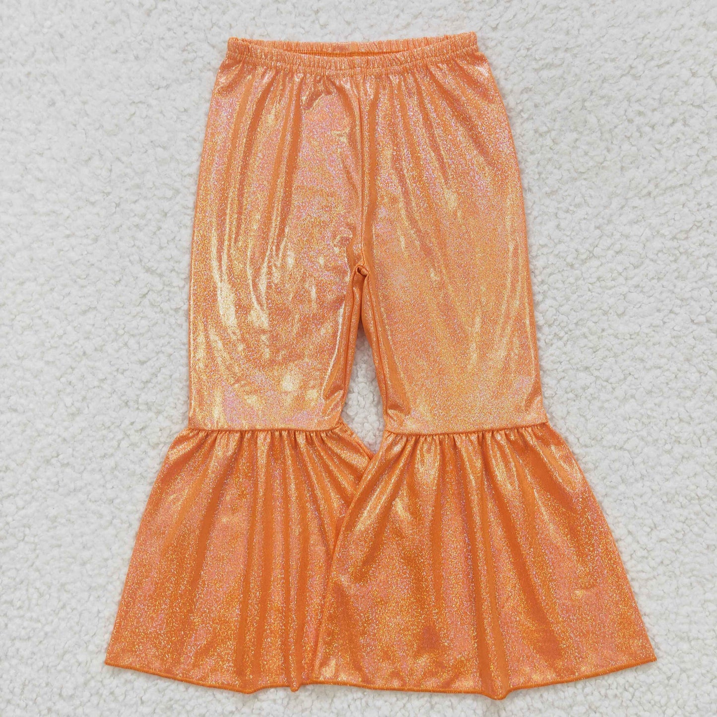 Girls Bell Bottom Pants Orange Satin