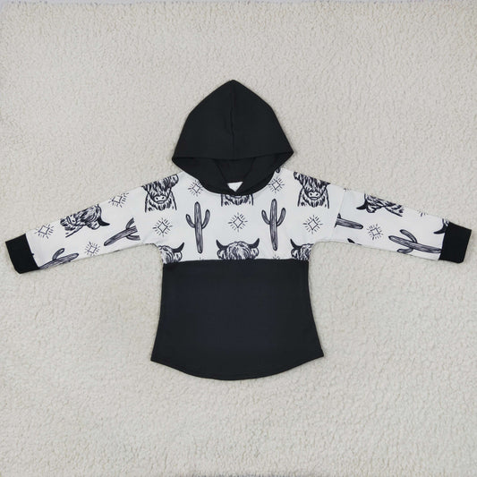 Boys Cow Black Hoodies Long Sleeves