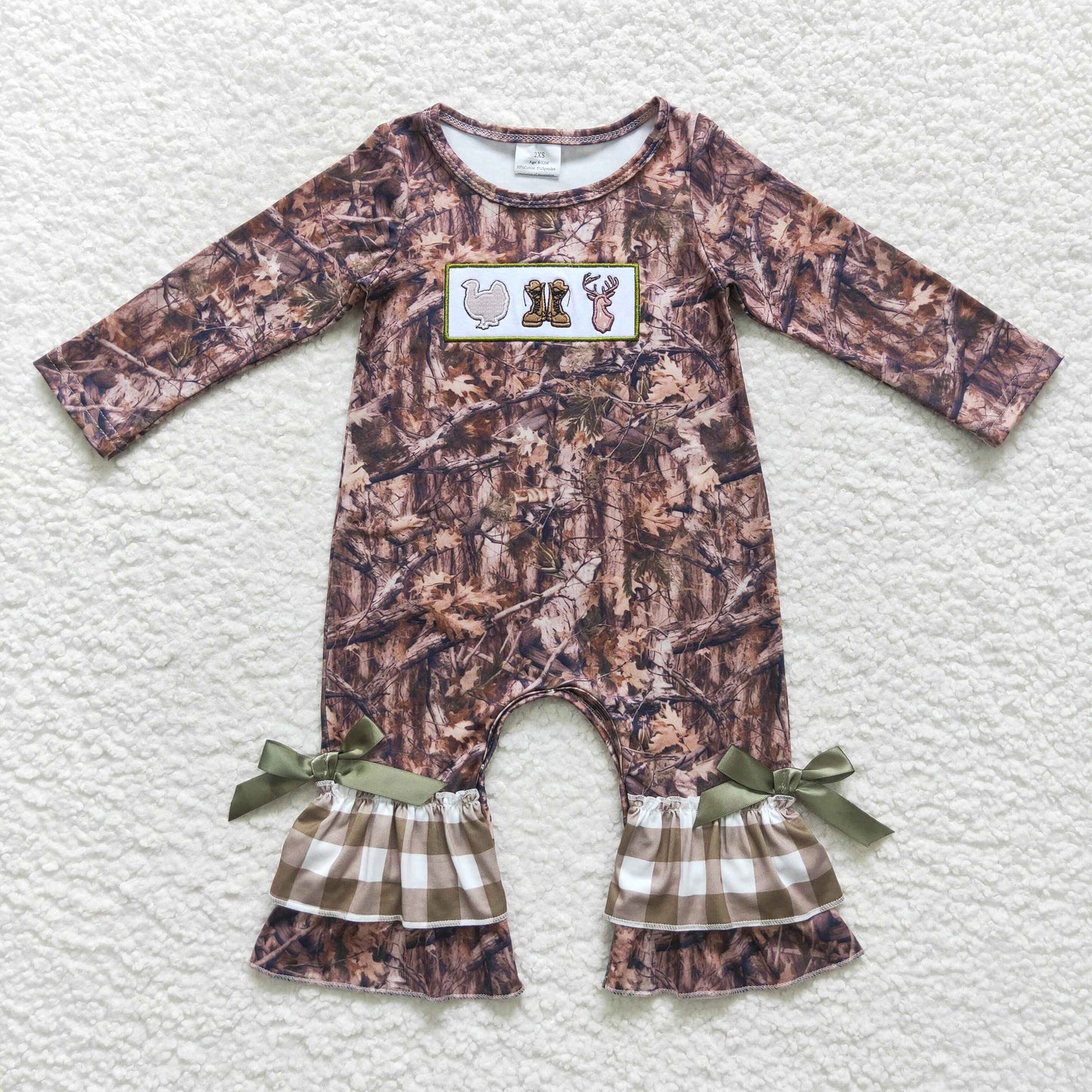 Baby Girls Camo Hunting Rompers Embroidery