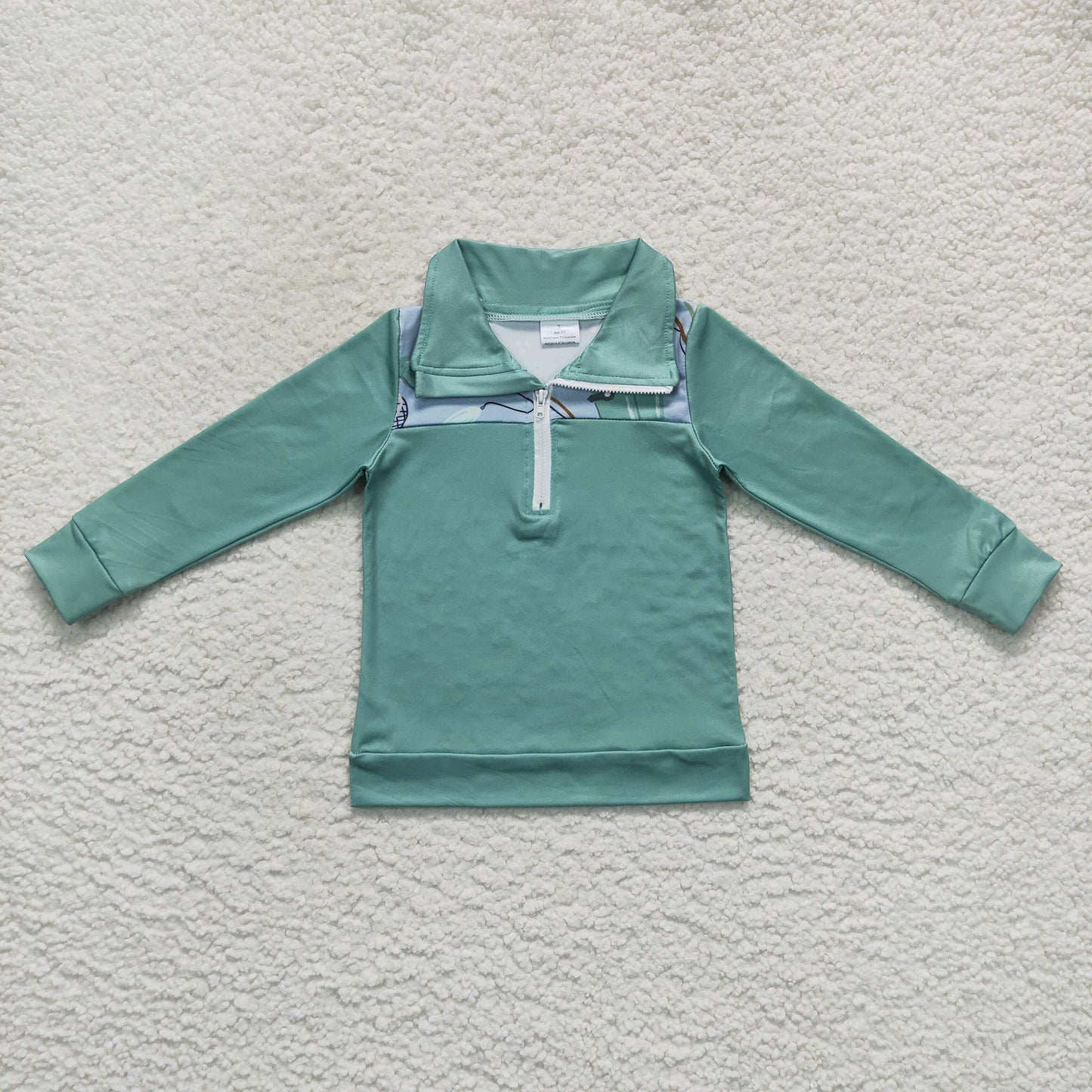 Boys Fishing Green Pullover