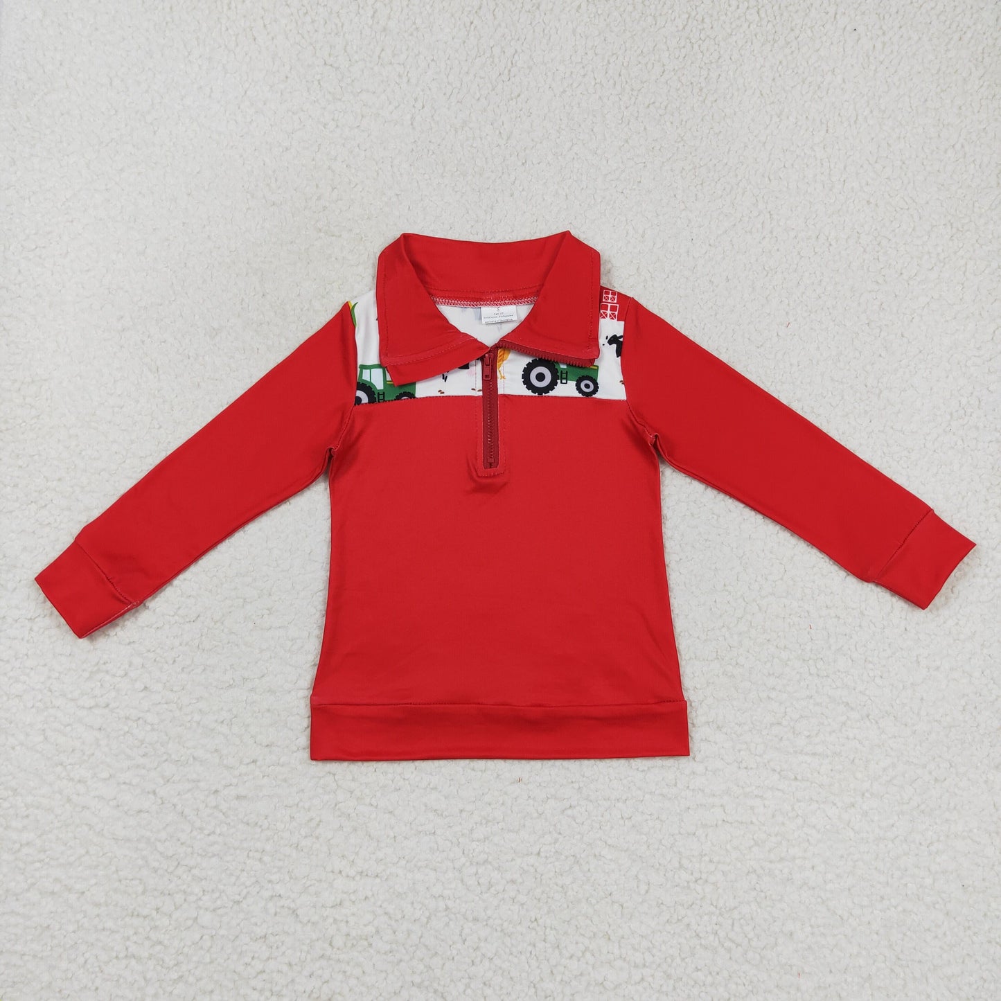 Boys Red Farm Pullover