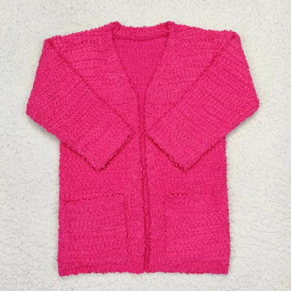 Girls Hot Pink Sweater Coat Jacket