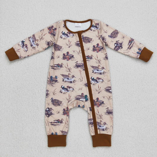 Baby Boys Duck Zipper Rompers Sleeper Milk silk