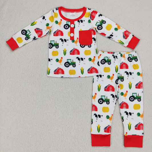 Boys Red Farm Pajamas