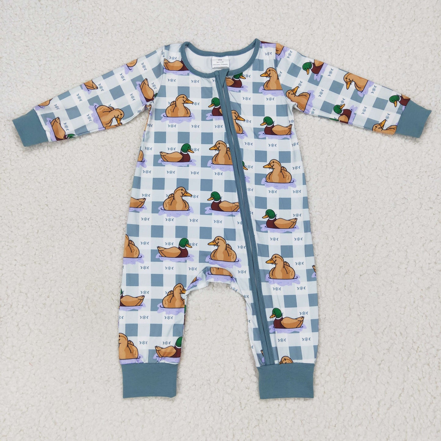 Baby Duck Zipper Rompers Sleeper Milk silk