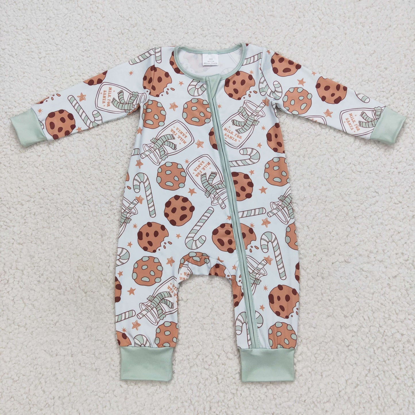 Baby boys Milk Cookies Zipper Rompers Sleeper Milk silk