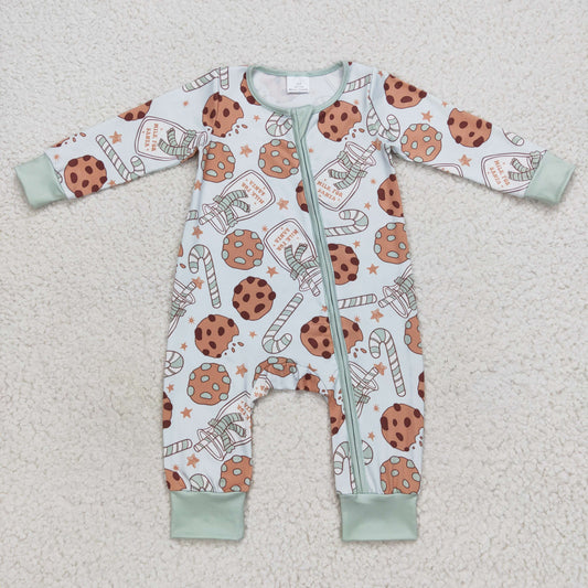 Baby boys Milk Cookies Zipper Rompers Sleeper Milk silk