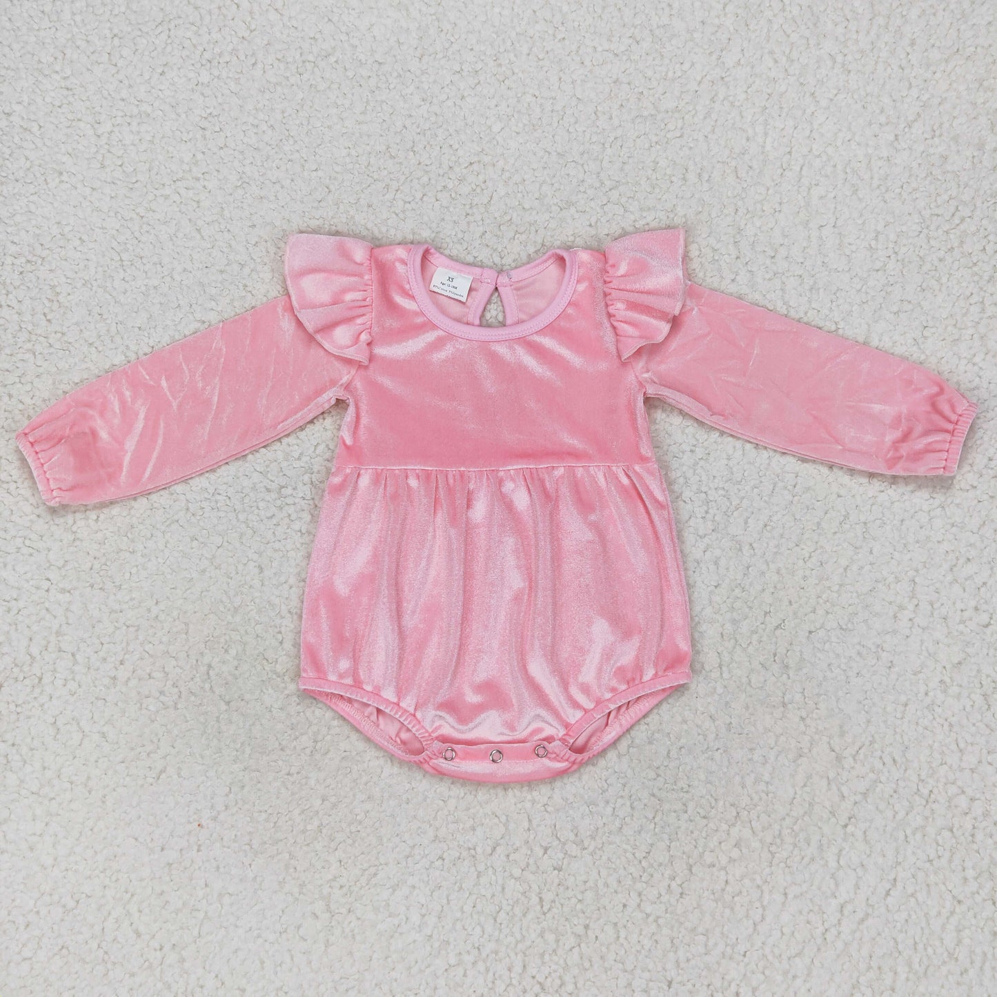 Baby Pink Velvet Rompers