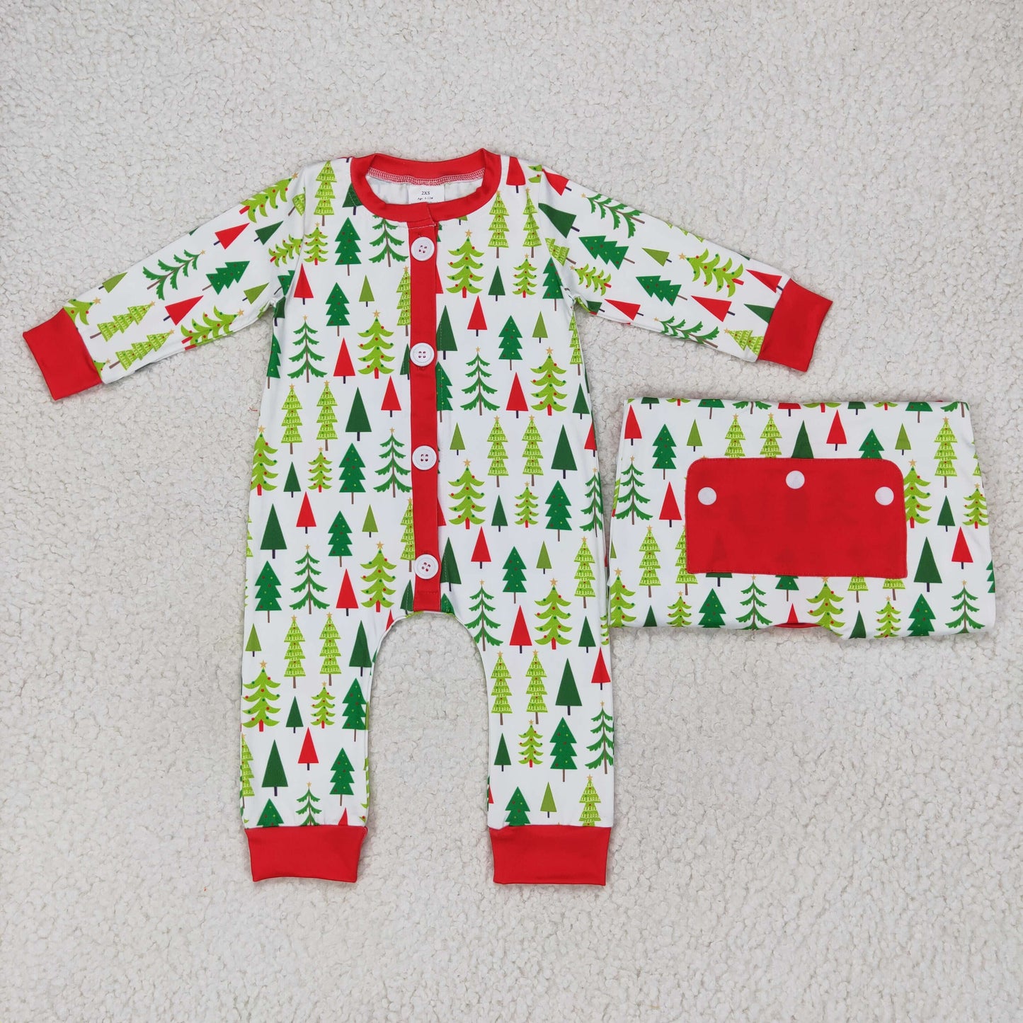 Baby Christmas Tree Zipper Rompers Sleeper Milk silk